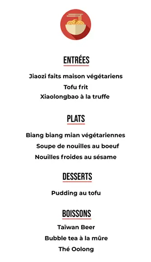 Photo du menu